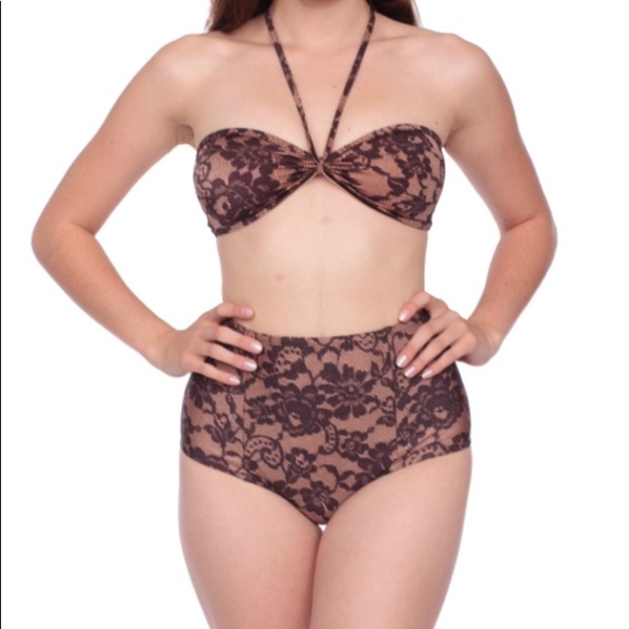 AmericanApparel 2-Piece Nude/Lace Pattern Swimsuit - Picture 9 of 9